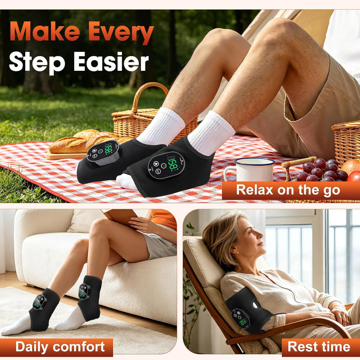 Ankle Massager for Pain Relief, Foot Massager for Neuropathy, FSA Eligible