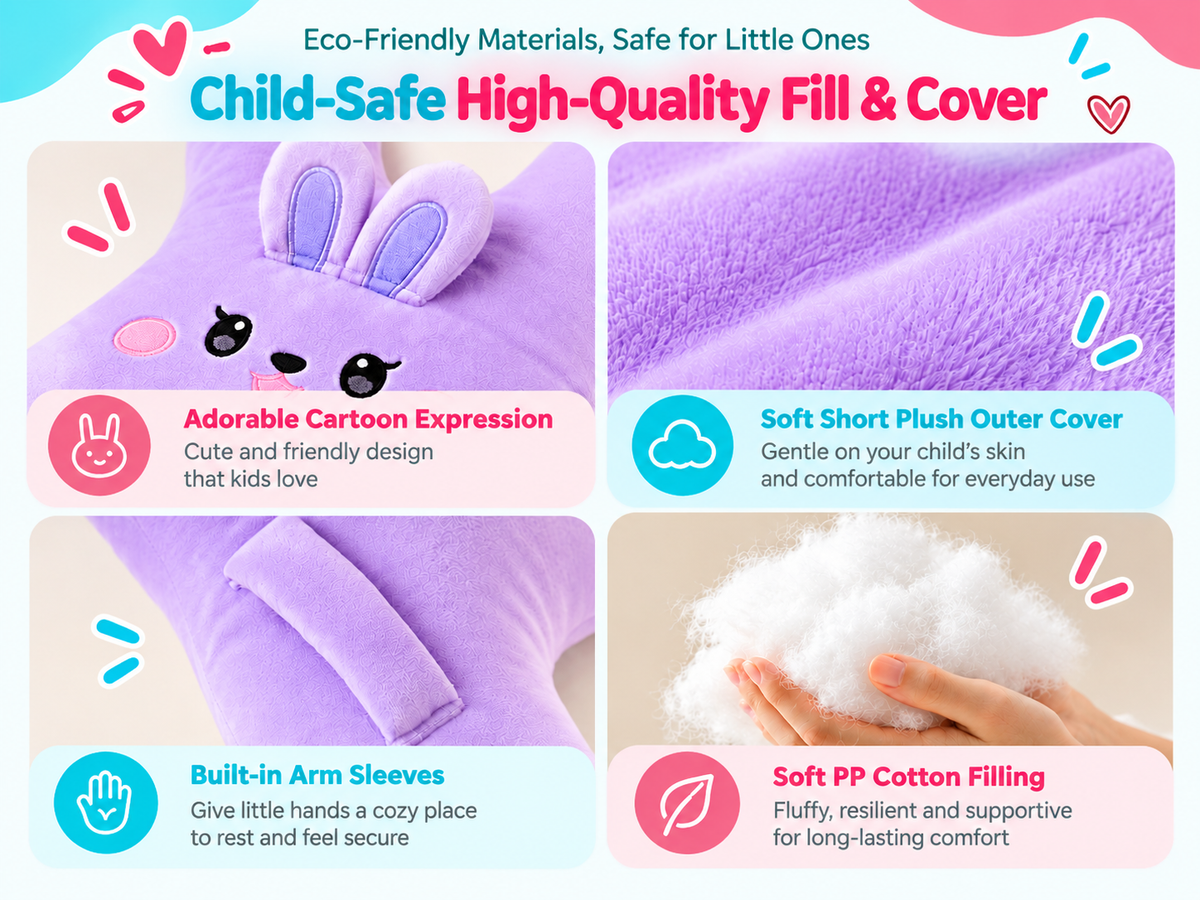 Plush cover, PP cotton filling and built-in arm sleeves