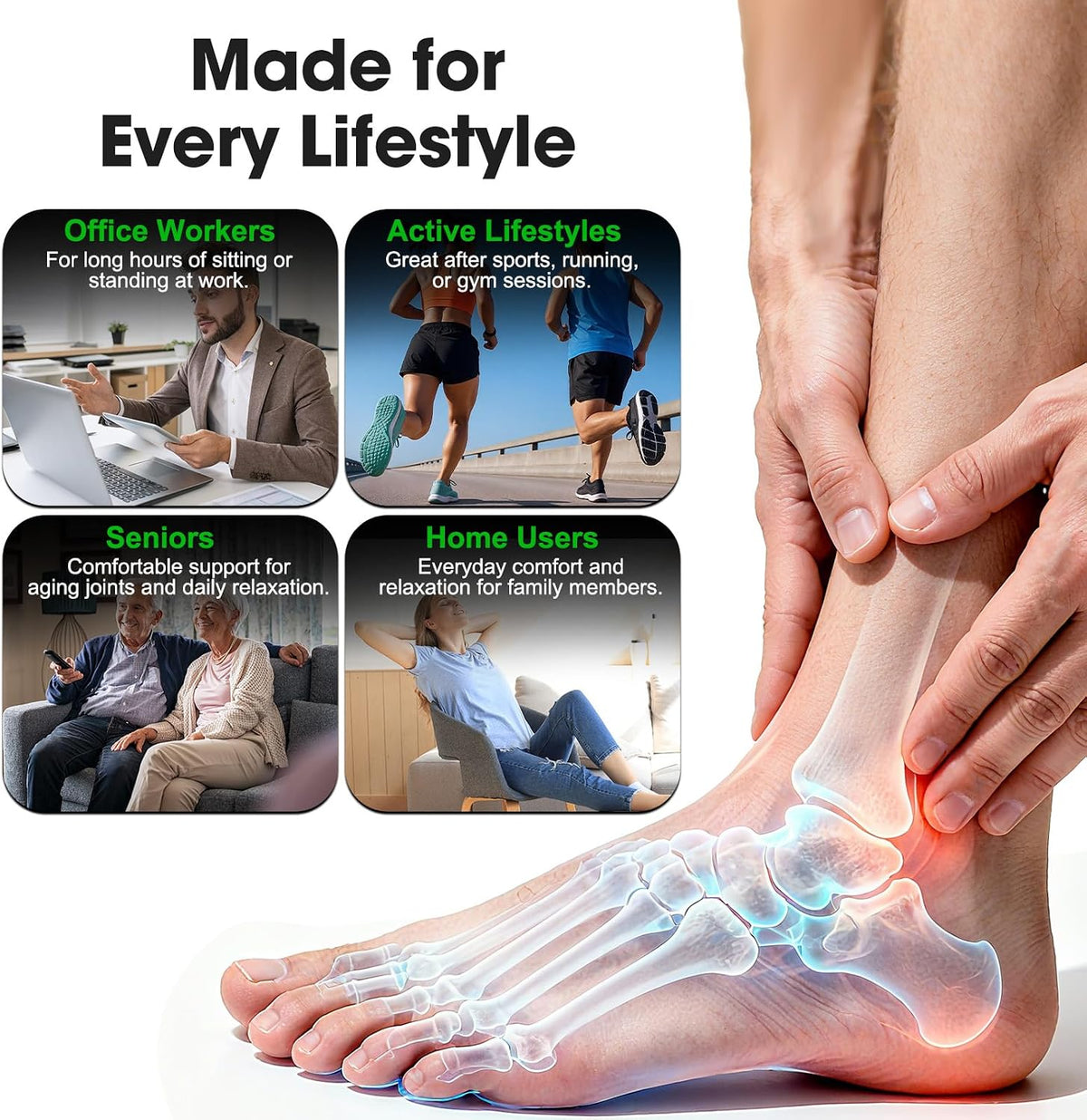 Ankle Massager for Pain Relief, Foot Massager for Neuropathy, FSA Eligible