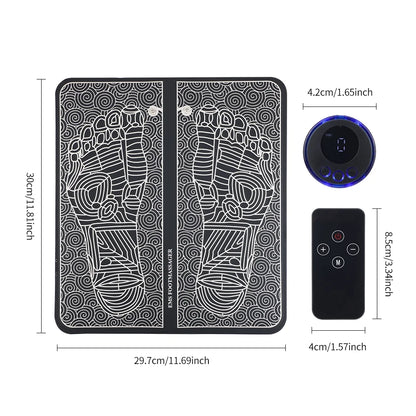 Foot Massager Mat,Feet Electric Massager 8-Mode 19-Level Electrode Massage Foot Mat with 2 Pairs of Electrode Pads,Portable Legs Massager Pad Foot Massager Mat Black