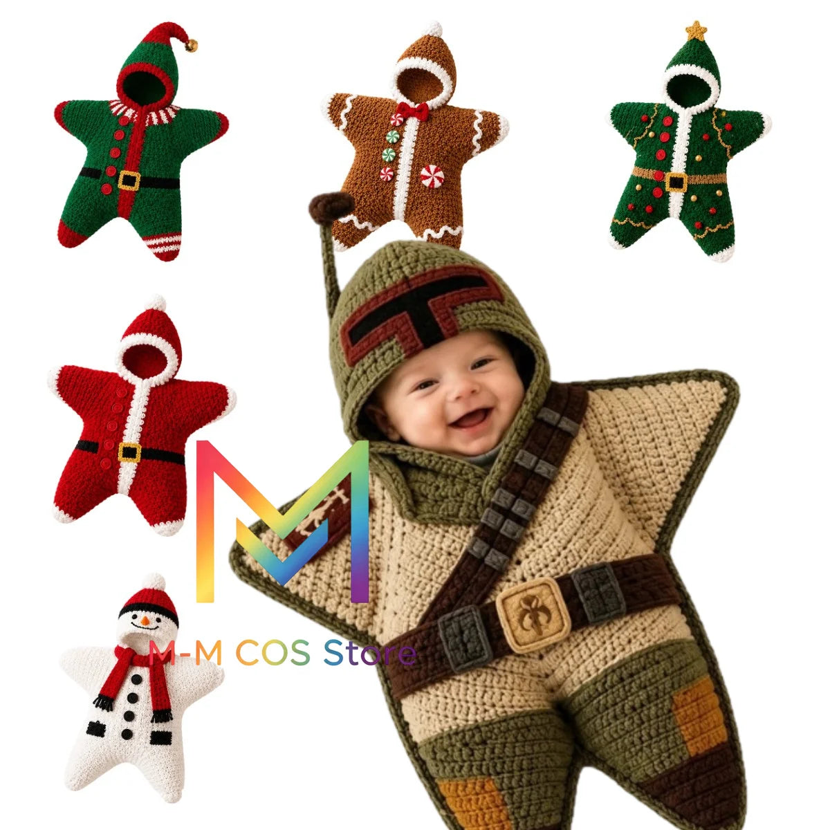 2026 New Seal Star Comfort Baby Rompers Christmas Baby Cartoon Knitted Cute Rompers for Halloween Cos Boys and Girls