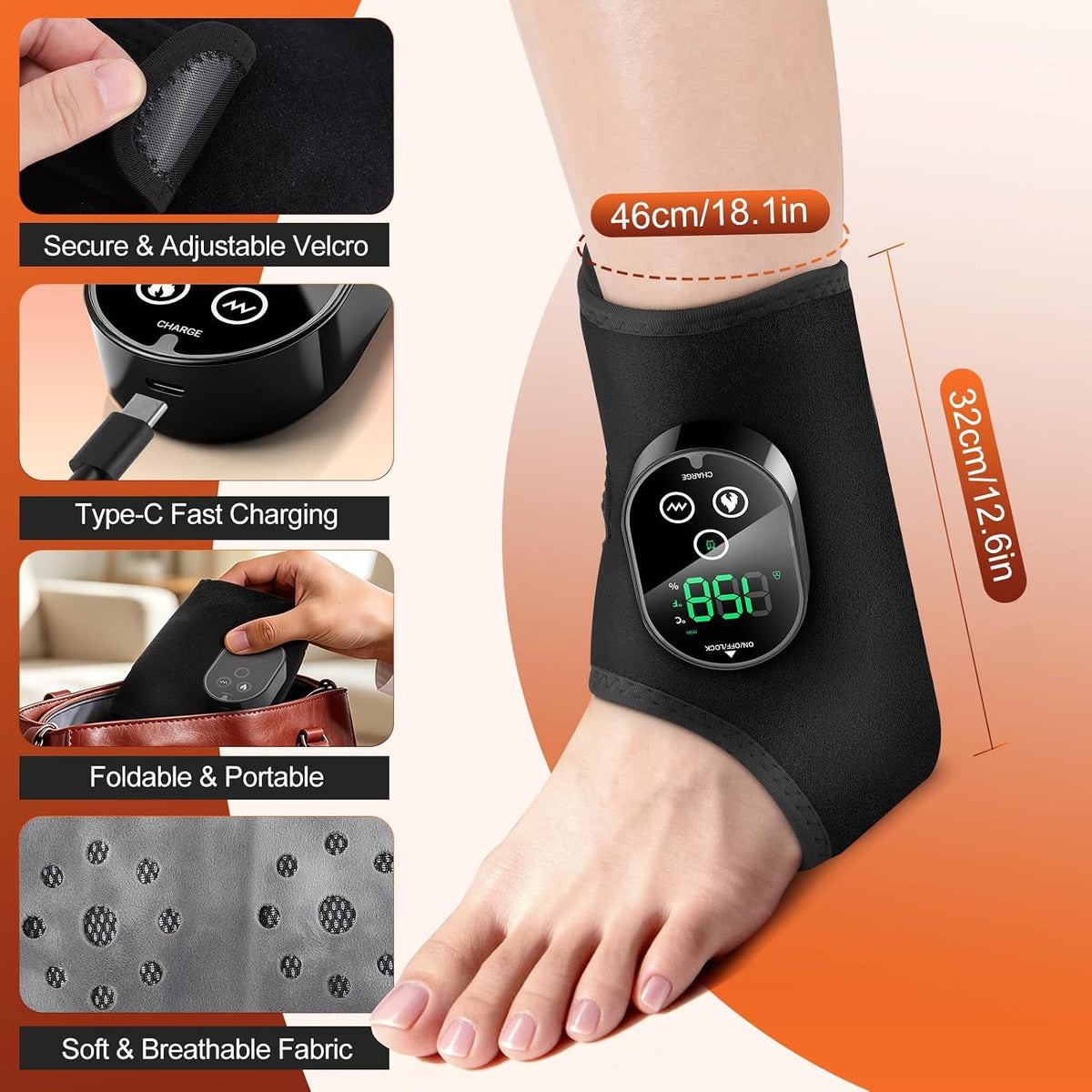 Ankle Massager for Pain Relief, Foot Massager for Neuropathy, FSA Eligible