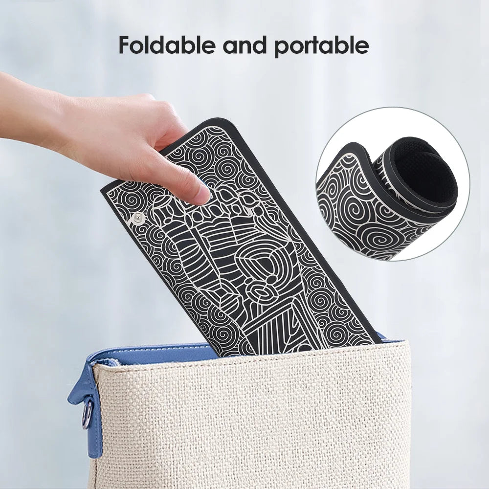 Foot Massager Mat,Feet Electric Massager 8-Mode 19-Level Electrode Massage Foot Mat with 2 Pairs of Electrode Pads,Portable Legs Massager Pad Foot Massager Mat Black